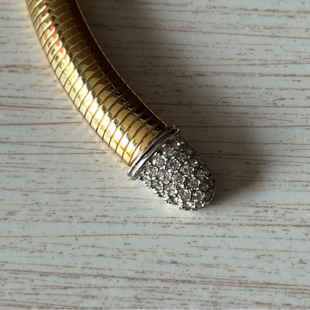 Vintage Givenchy 1980's Signed Gold Plated Crystal Choker Necklace - Picture 4 of 10